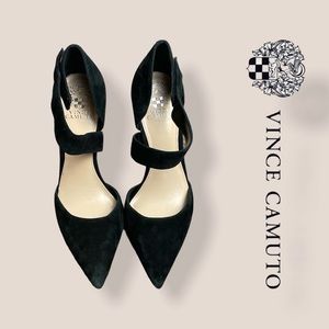 Vince Camuto Black Suede Charlotte Heels Size 8.5